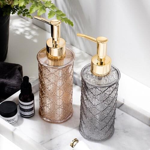 280ml Glass Soap Dispenser Simple Bathroom Amber Grey Empty Refill Sub-bottle Chic Hair Conditioner Hand Washing Shampoo Bottles