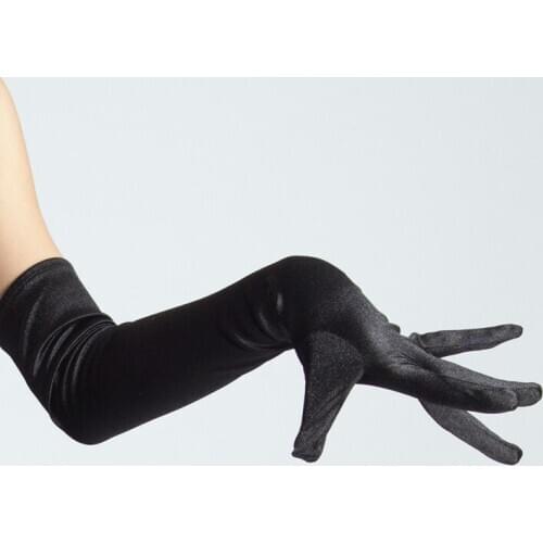 Latin Dance Gloves Long Sleeves Satin Arm Accessories Waltz/Tango/Ballroom Dancing Performance Accessories Ladies Black Gloves