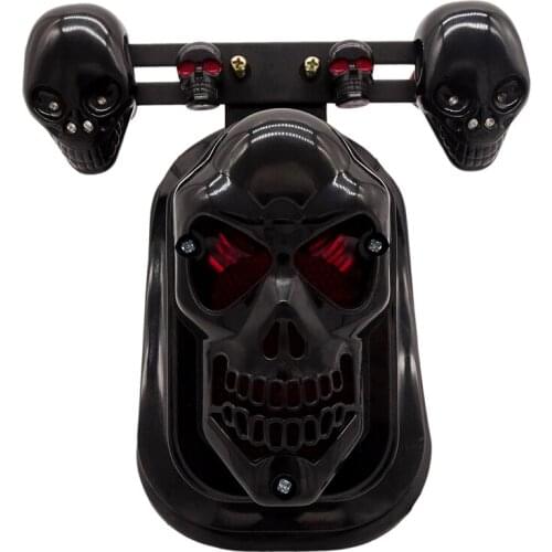 Universal Black Chrome Motorcycle Skull Turn Signal Rear Brake Tail Light Assembly For Honda For Yamaha For Suzuki