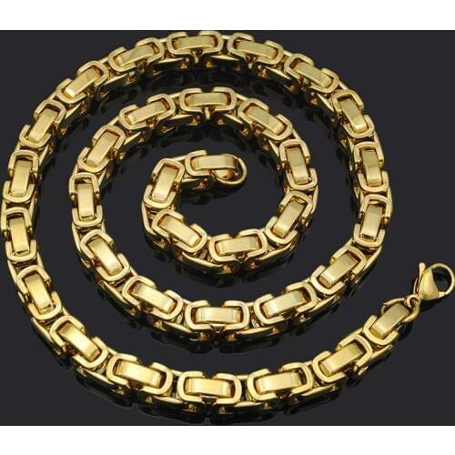 CHIMDOU Mens Necklace Vintage Byzantine Box Link Stainless Steel Chain Necklaces for Men 60cm*8mm, Rozsdamentes acel nyaklanc