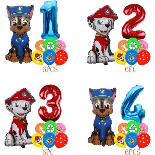 Paw patrol balloon lovely Dog Chase Marshall Aluminum film number number balloon boy girl Birthday party decoration balloon set