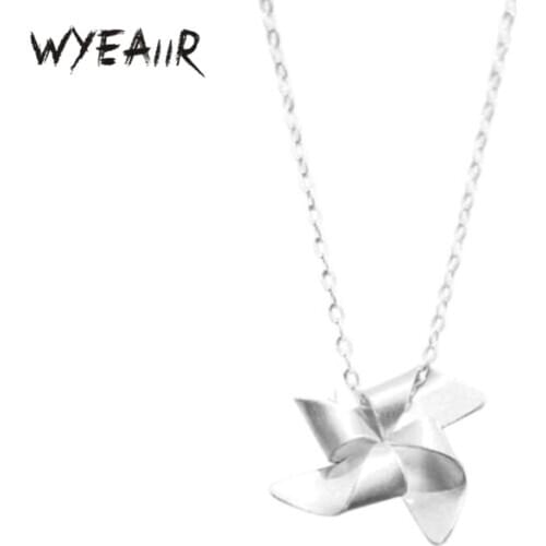WYEAIIR Simple Art Drawing Windmill Sweet Versatile Cute Personality 925 Sterling Silver Clavicle Chain Female Necklace
