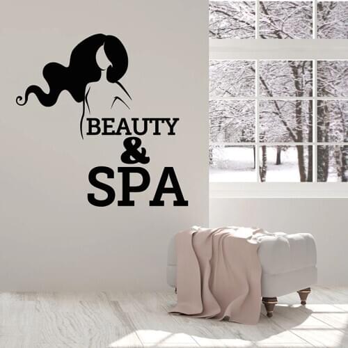 Woman Wall Decal Girl Hair Spa Room Beauty Center Massage Relax Time Interior Decor Door Window Vinyl Sticker Art Wallpaper Q643