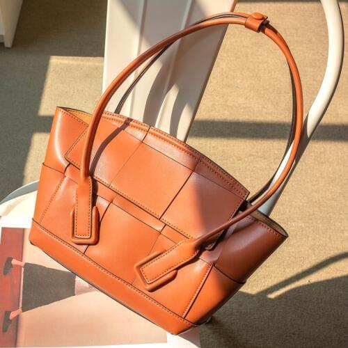 WOONAM Women Fashion Handbag Top Hide Genuine Calf Leather High Top Handle Shoulder Basket Bag WB1057