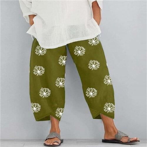 2021 Gray European And Casual Loose Printed Wide-leg Pants Women Vertical Flower Pants Dropship
