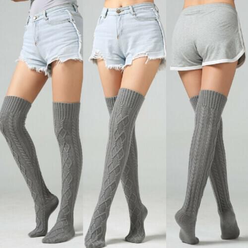 Women Winter Warm Solid Leg Warmers Knitting High Over Knee Socks Elegant Winter Fall Ruffles Trim Leg Warmers Boot Topper Socks
