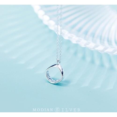 Modian Trendy Silver 925 Design Geometric Clear Zircon Necklace for Women Real 100% 925 Sterling Silver Wedding Female Jewelry