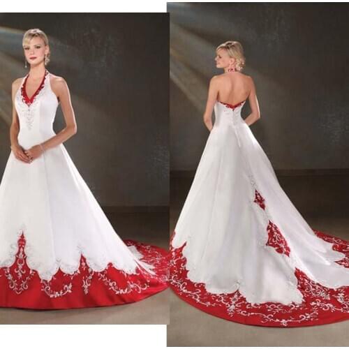 Fashionable Romantic Plus Custom Embroidery Colorful White Red 2018 Vestido De Noiva bridal gown mother of the bride dresses