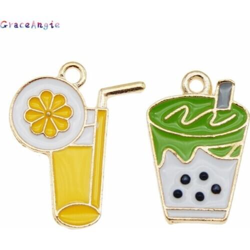 10pcs Lov DIY necklace earrings key Food Juice charms necklace pendant Party earring accessories diy Metal Bracelet Charms Craft