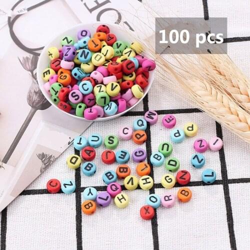 100pcs 7mm/6mm Colorful Letter Number Spacer Loose Beads For Jewelry Making Handmade DIY Bracelet Necklace Alphabet Acrylic Bead