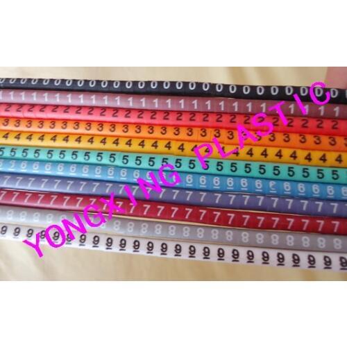 100pcs/lot freeshipping EC-1 2.5mm2 cable marker 0-9 different number colorful