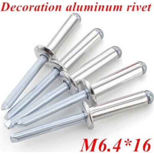 100pcs/lot M6.4*16 Aluminum Dome POP Head Rivet Core Pulling Decoration Rivets