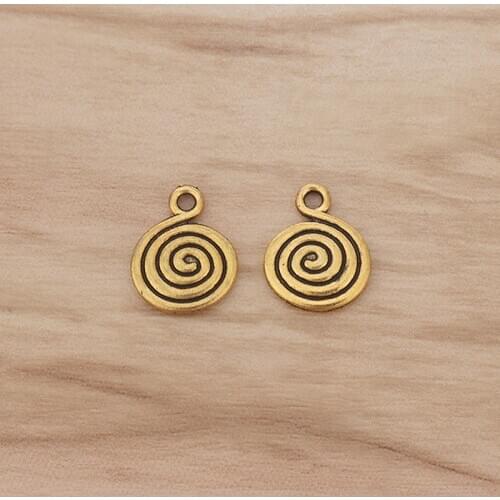 20 Pieces Antique Gold Tone Spiral Swirl Vortex Charms Pendants Beads for Necklace Bracelet Jewellery Making Findings 17x14mm