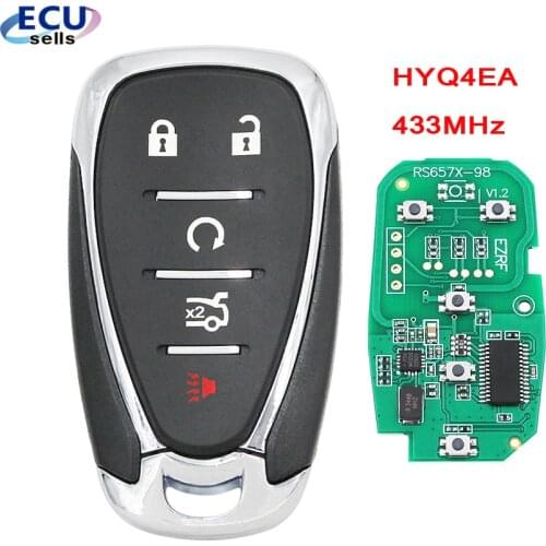 5 Button Smart Key Remote Key Fob for Chevrolet Camaro Equinox Cruze Malibu Spark 433MHz ID46 Chip : HYQ4EA