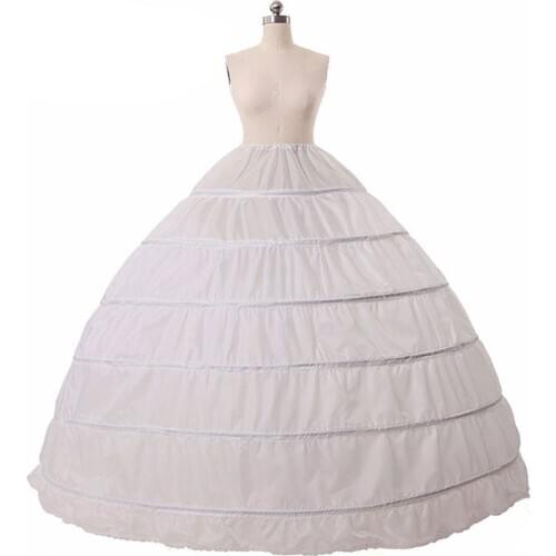 6 Hoops no Yarn Large Skirt Bride Bridal Wedding Dress Support Petticoat Women Costume Skirts Lining