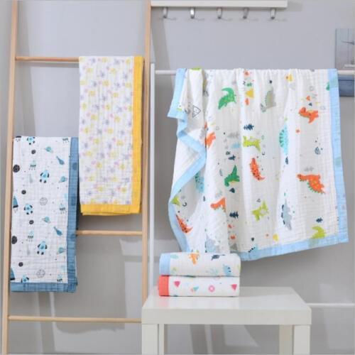 110*120cm 6 Layers infant Gauze Receiving Blankets Kids Cover Bedding Gauze Cotton children play mat Muslin Baby Swaddle Blanket