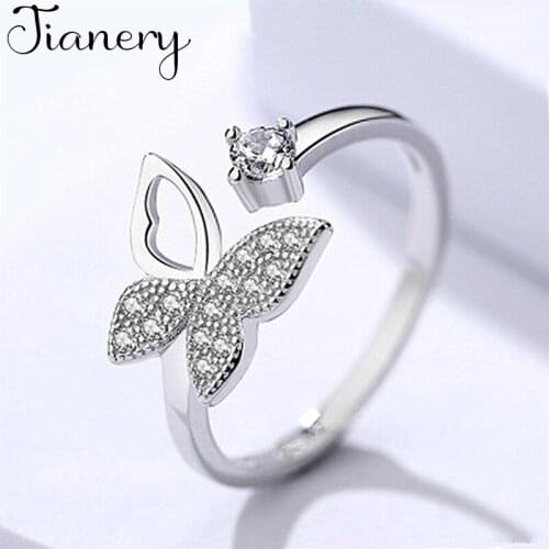 Bohemian Charm Boho Crystal Butterfly Rings For Women Lover Wedding Bridal Valentines Gifts Men Open Retro Antique Rings 2021