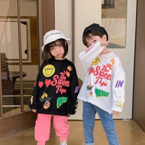 Childrens Clothing 3-9 Y Baby Boys Sweatshirts 2021 Spring New Kids Casual Loose Print Hoodies for Boy Baby Fashion Pullovers