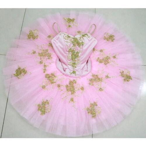 Child light pink professional ballet tutu girls competition flower fairy pancake Doll performance tutu costume