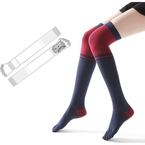 Long tube yoga socks winter warm non-slip dance five-finger socks over the knee exercise dance pile pile socks