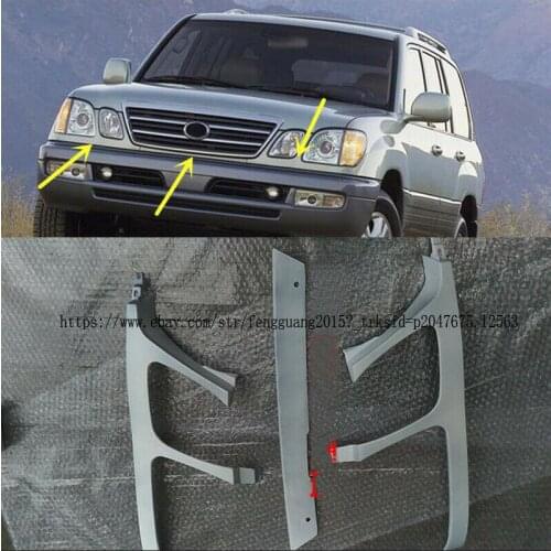 For Toyota Lexus LX470 2003-2007 stainless steel Front Bumper Headlight Trim Under Network Primer 3pcs/set