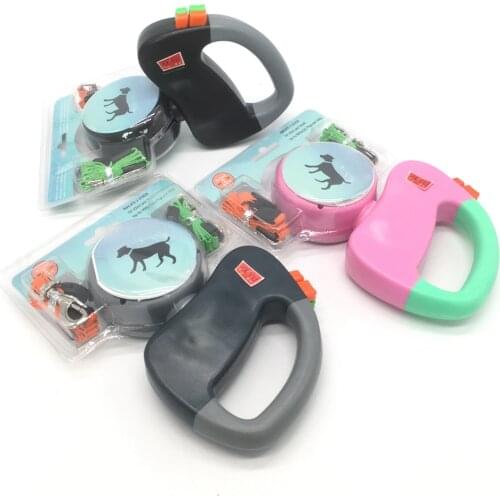 Dual Pet Dog Leash Retractable Ajustable Puppy Walking Traction Rope 3m Length Double Head Pets Leashes Dogs Outside Safety Belt