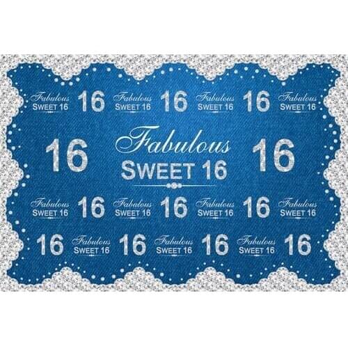 Fotografia Blue background photo vinyl kid 16 birthday portrait photography backdrop for Professional photo studio props LV-1063