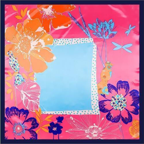 Hot Sale 2017 Silk suqare scarf Women 90*90cm Fashion Hand-painted flowers high quality Fashion shawl hijab ladies scarves wraps