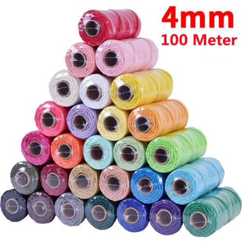 4mm 100m Long/100yard Macrame Cotton Rope Twisted Cord Crafts Macrame Artisan String DIY Home Wedding Gift 100% Cotton Rope