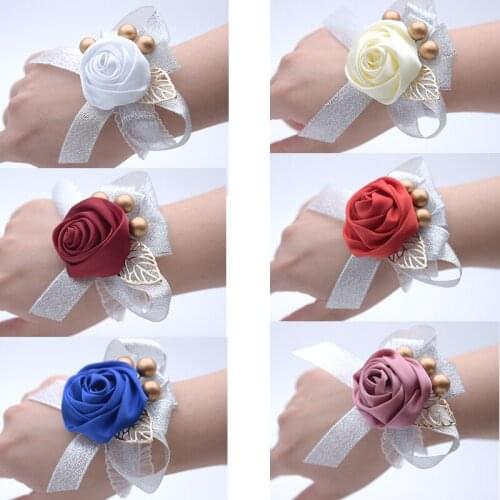Artificial Wrist Flower Corsage Wedding Bridesmaid Sisters Hand Flowers Prom Bridal Wedding Bracelet Accessories
