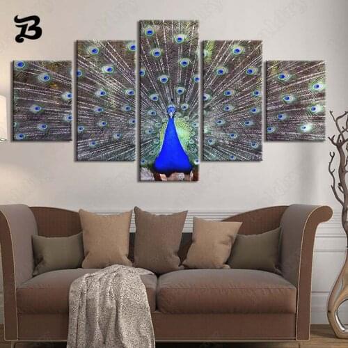 Peacock Painting Canvas 5 Pieces Hd Prints Canvas Posters Wall Art Beautiful Peacock Wall Pictures for Bedroom Home Wall Decor