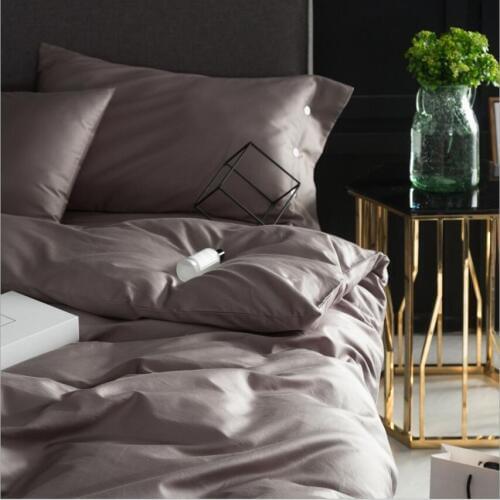 Bedding sets King Queen size 4Pcs Egyptian cotton Gray Bedclothes Solid color Hotel Duvet cover bed fitted sheet Pillowcases