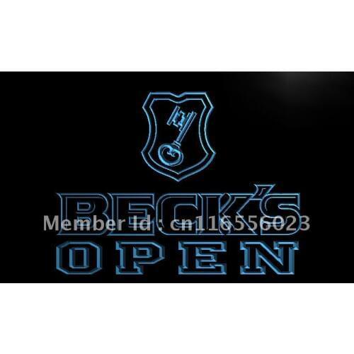 LA033- Becks Beer OPEN Bar LED Neon Light Sign home decor crafts