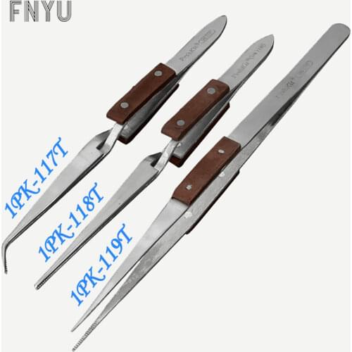 ProsKit magnetic tweezers wood handle rebound type dense repair stainless steel clamping tool 1PK-117T 1PK-118T 1PK-119T