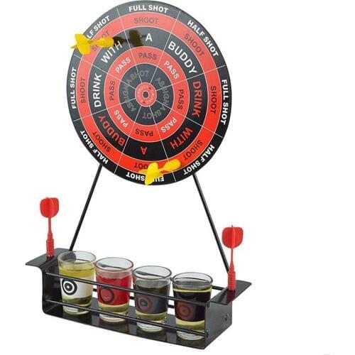 Mini Drinking Game Dart Shot Party Games Roulette Bar Game With 4 Glass Cups And 1 Target Rack Novelty Gifts