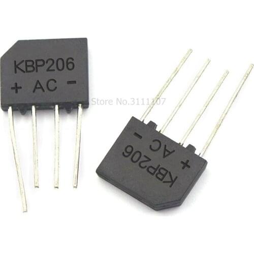 10PCS/Lot KBP206 KBP206G DIP Bridge Rectifier 2A 600V Wholesale Electronic