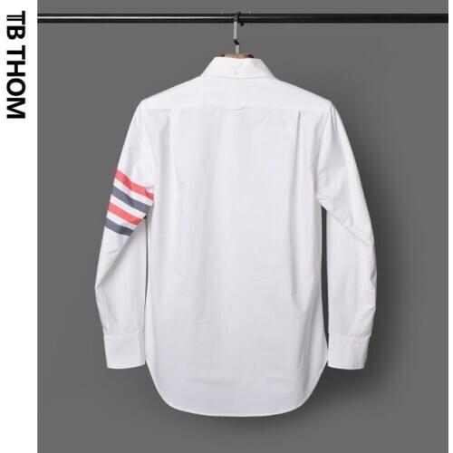 2020 mens dyed Oxford casual shirts with striped summer long sleeve white men fashion turn down collar shirt male