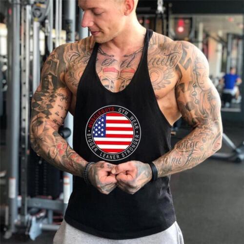 2021 Newest Brand Clothing Gyms Bodybuilding Fitness Tank Top Men Cotton US Flag Sleeveless Shirt Vest Mens Undershirt XXL