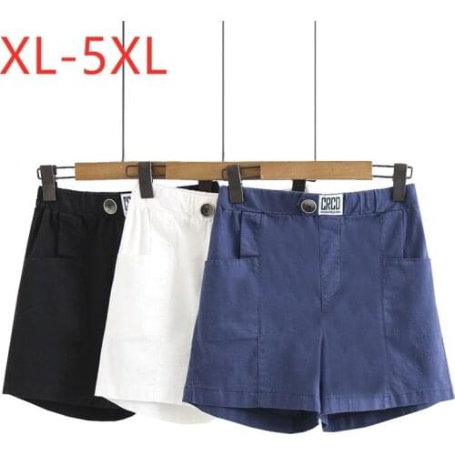New 2021 Ladies Summer Plus Size Shorts For Women Large Slim Elastic Cotton Linen White Wide Leg Pocket Shorts 2XL 3XL 4XL 5XL