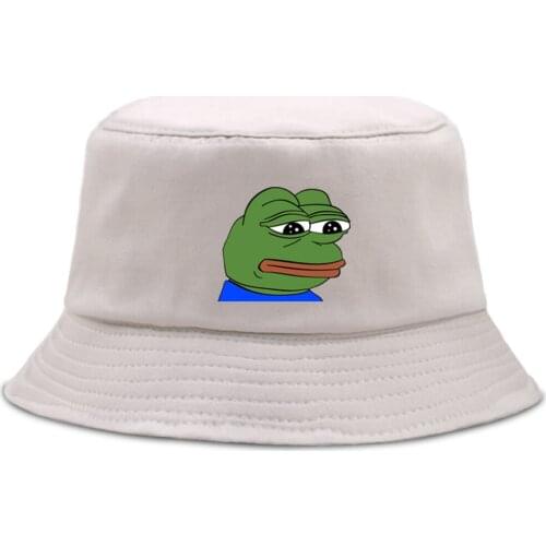 Sad Frog Cartoon Harajuku Bucket Cap Unisex Outdoor Fisherman Hat Sun Shade Summer New Panama Hats Casual Foldable Beach Caps