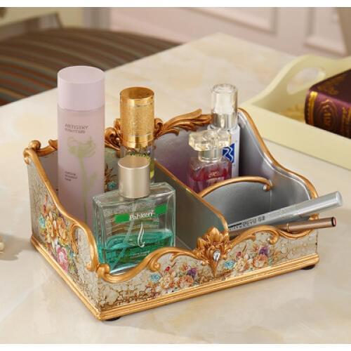 Resin Cosmetic Storage Box European Large Desktop Dressing Table Finishing Box Creative Multi-purpose Tissue Case Decoration