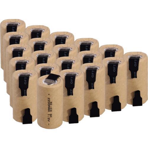 Real capacity! 20 pcs SC 2200mah 1.2v battery NICD rechargeable batteries for electric screwdrivers for electric drills