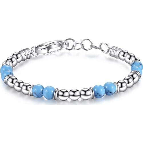 Runda 2020 Fashion Handmade Natural Bead Bracelet for Men Stainless Steel Clasp Jewelry