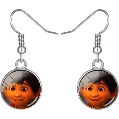 Disney Dreaming Circle Travels Pattern Pendant Earrings Glass Cabochon Art Printed Round Earrings Jewelry Gift