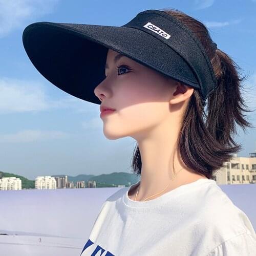Sun Hat Summer Women Ponytail Empty Top Visor Wide Brim Uv Protection Bow Beach Hat Ladies Sunhat Ladies Hats Foldable Gorro