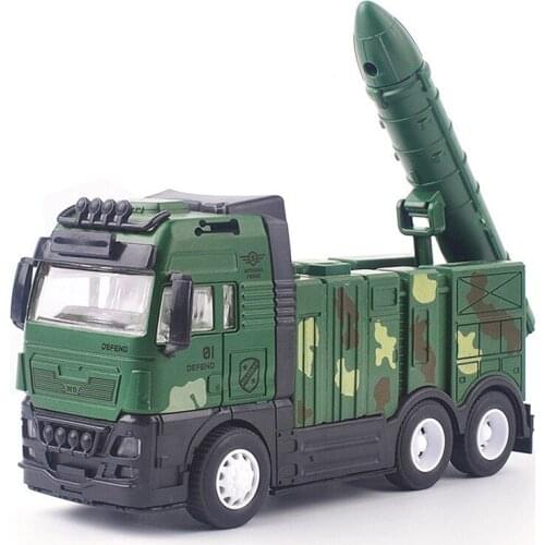 Alloy Military Chariot Camouflage Missile Car Children Model Toy Car Model Pull Back Music Flash Vehicle CT0316