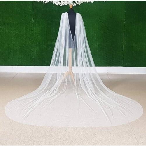 Ivory Bridal Veil cape drape for wedding dress gown with brooch and bridal backdrop back chain back drape shoulder bridal gown c