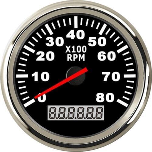 0-3000 4000 6000 RPM Tachometer Marine 85mm Tacho Meter Gauge With LCD Hour Meter 12V/24V Red Backlight For Car Boat Truck Auto