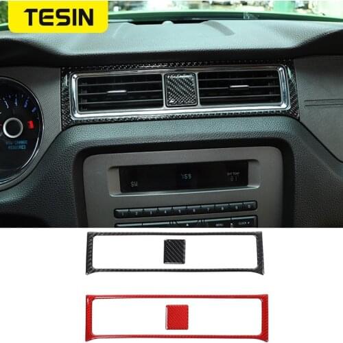 TESIN Car Dashboard Central Air Outlet Vent Frame Decor Cover for Ford Mustang 2009-2013 Carbon Fiber Car Interior Accessories