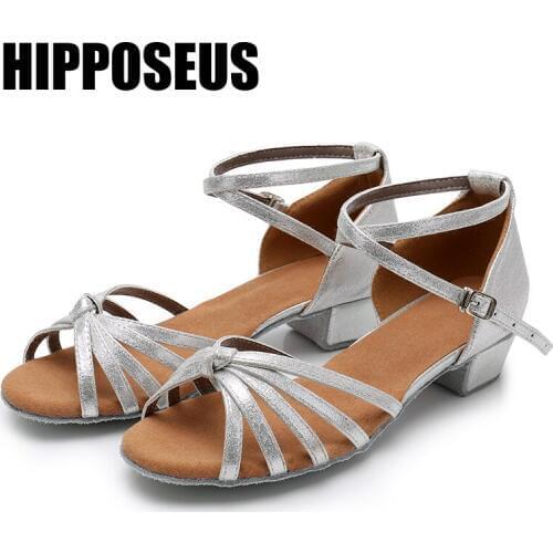 Hipposeus Girls Latin Dance Shoes for Girls Women Ladies Ballroom Modern Tango Dancing Performance Shoes 4CM Heels Dropshippong